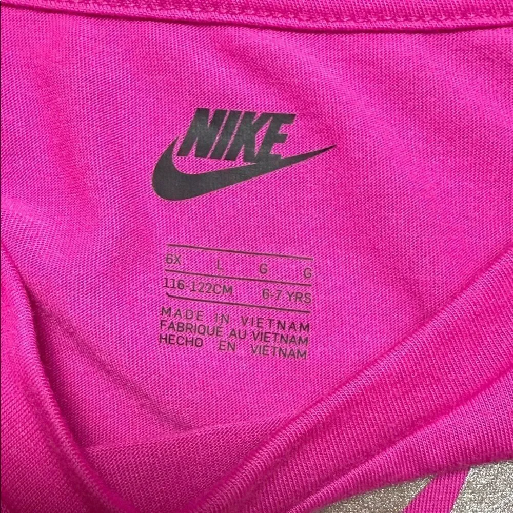Nike Kids Fuchsia Tee with Silver  Logo Size 6X